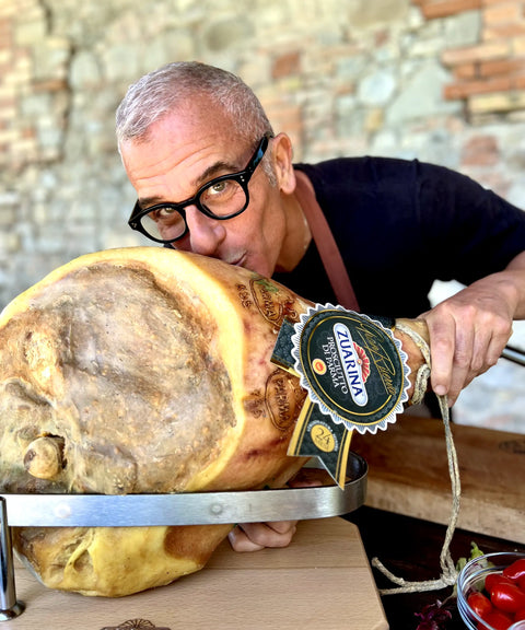 Prosciutto crudo di Parma DOP Zuarina 24 mesi con osso in scatola di legno - CLAI