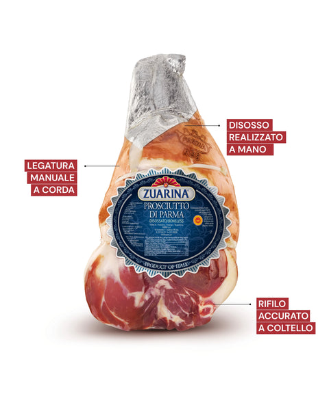 Prosciutto crudo di Parma DOP Zuarina 18-20 mesi disossato addobbo - CLAI