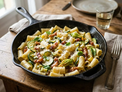 Pasta zucchine e guanciale | CLAI