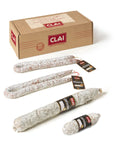 Box Profumo di Romagna CLAI: 2 salsicce passite, 1 salame contadino lungo e 1 salame contadino corto