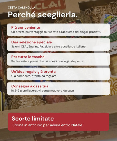 Perché scegliere la Cesta Natalizia Calendula CLAI: più conveniente, selezione speciale, idea regalo già pronta